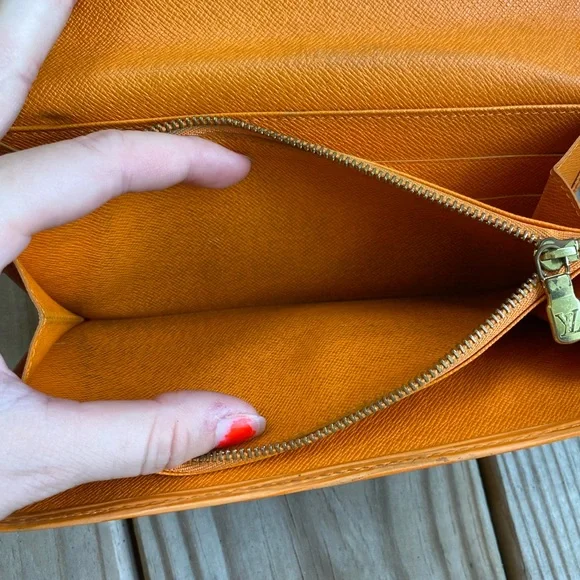 Louis Vuitton Sarah Epi leather long wallet mini crossbody orange gold - Picture 9 of 11